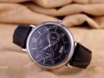 Replica IWC Portofino Stainless Steel Watch Black Leather Strap